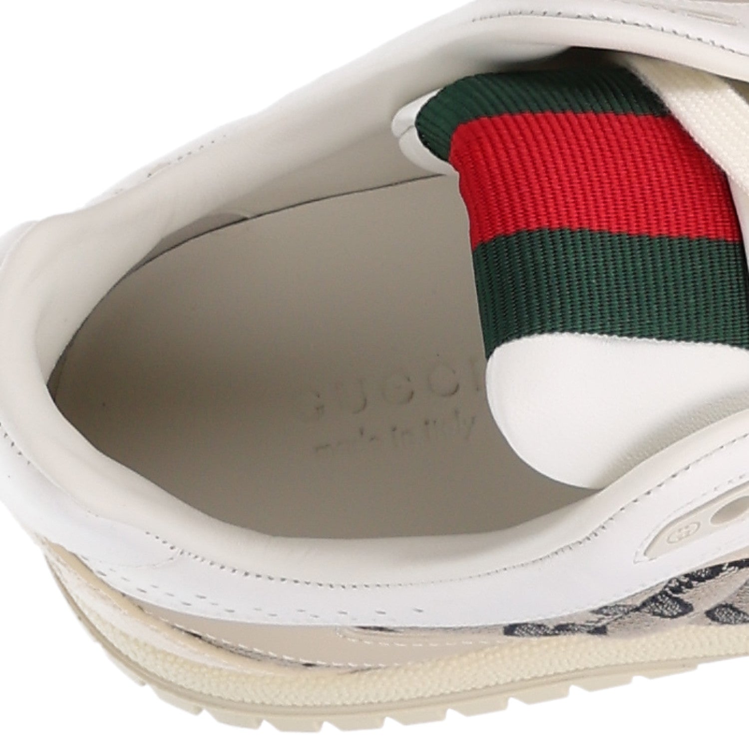 Gucci Calfskin Suede GG Monogram Re-Web Womens Sneakers 38.5 White Beige Ebony 9 of 10