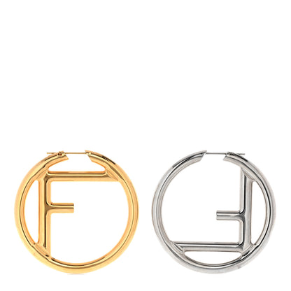 Fendi Metal FF Hoop Earrings Gold Silver 1 of 6