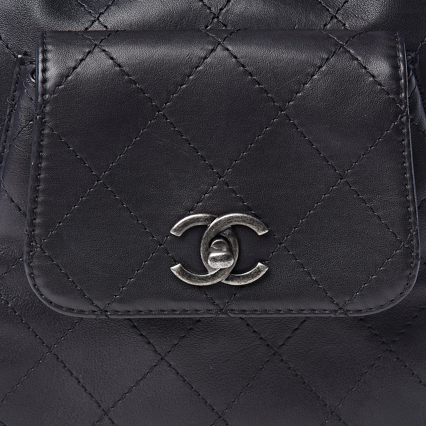 Calfskin Stitched Medium Urban Luxury Drawstring Backpack Black