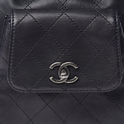 Chanel Calfskin Stitched Medium Urban Luxury Drawstring Backpack Black 8 of 10