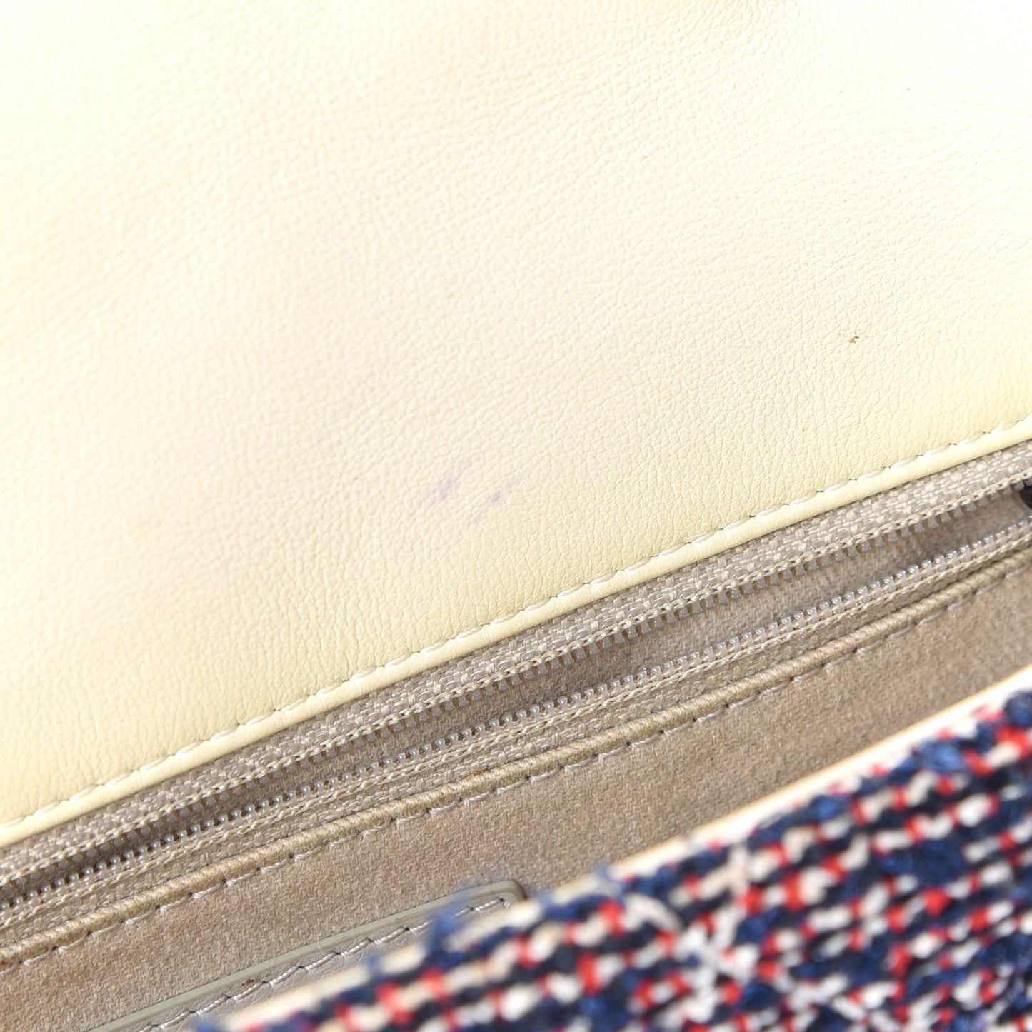Tweed Quilted Medium Single Flap Blue Multicolor