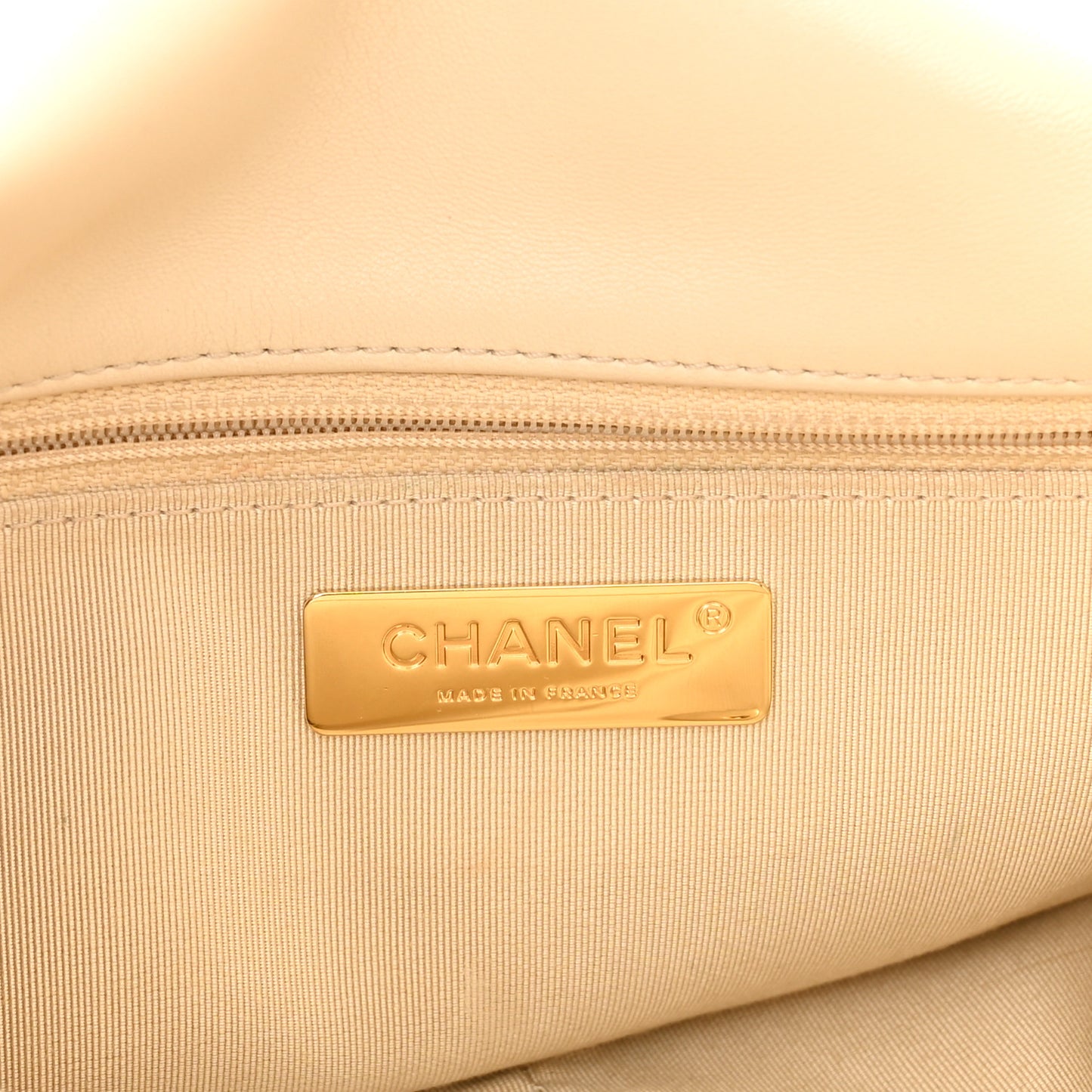 Lambskin Quilted Large Chanel 19 Flap Beige