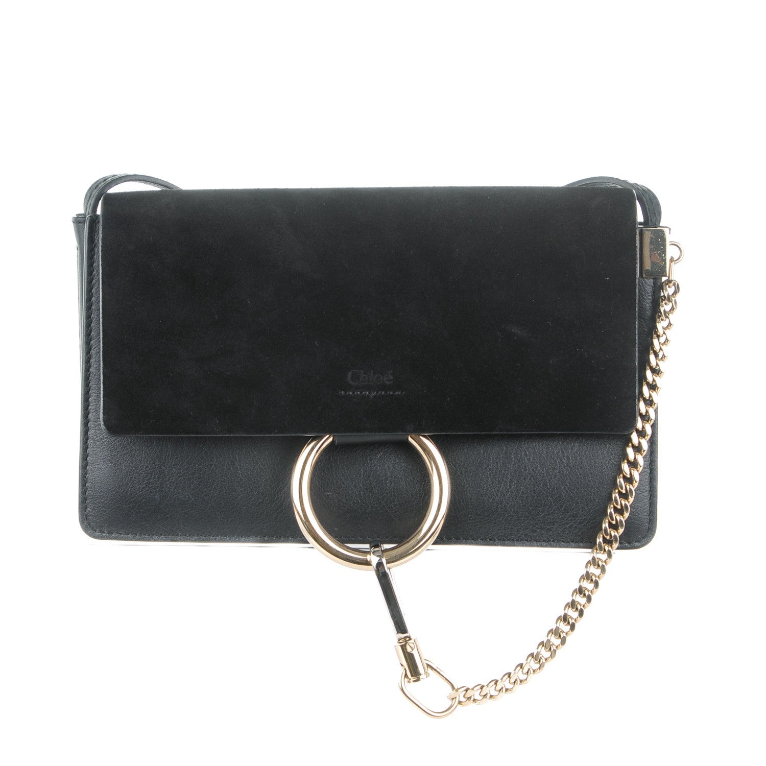 Chloe Suede Calfskin Small Faye Shoulder Bag Black 1 of 8