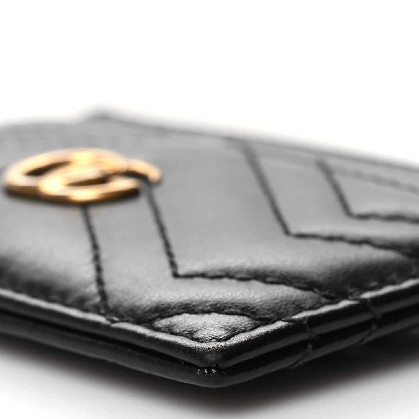 Calfskin Matelasse GG Marmont Card Holder Black