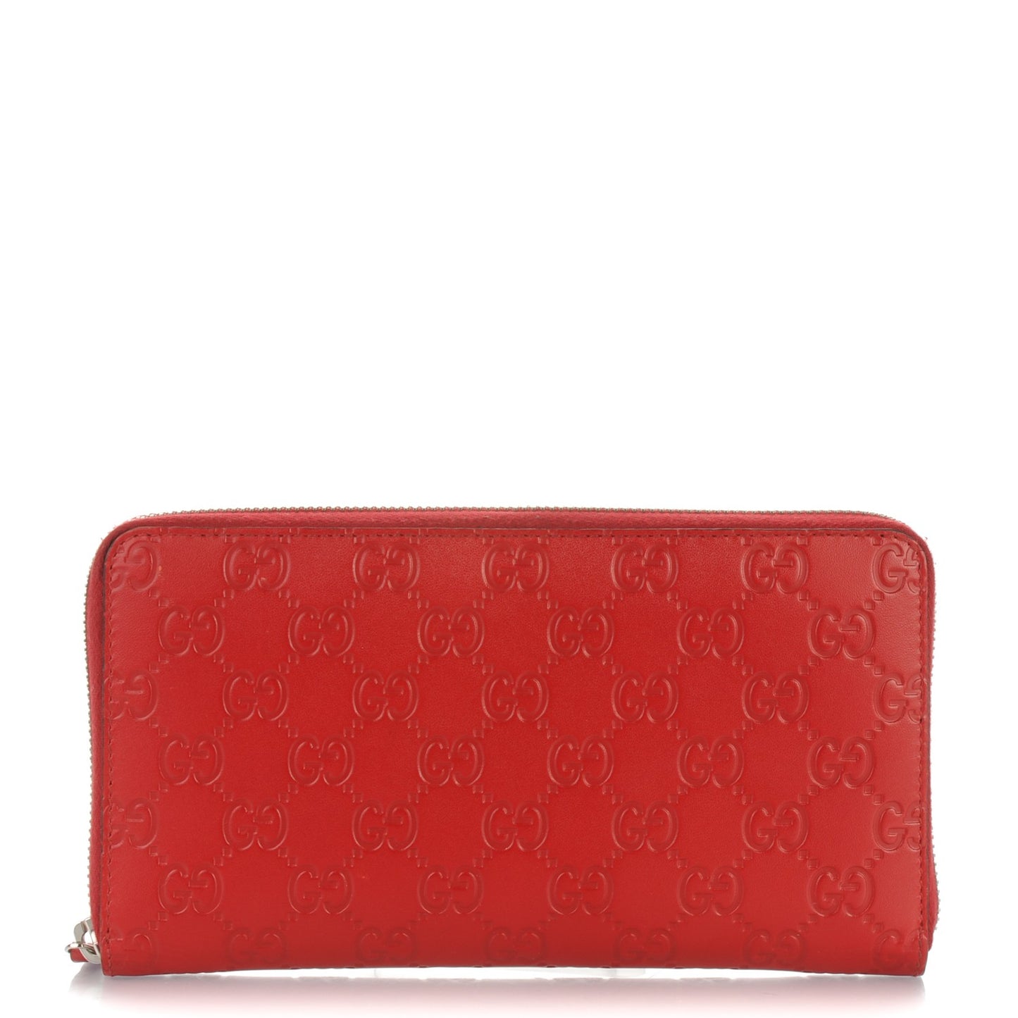 Guccissima Signature Zip Around Organizer Wallet Hibiscus Red