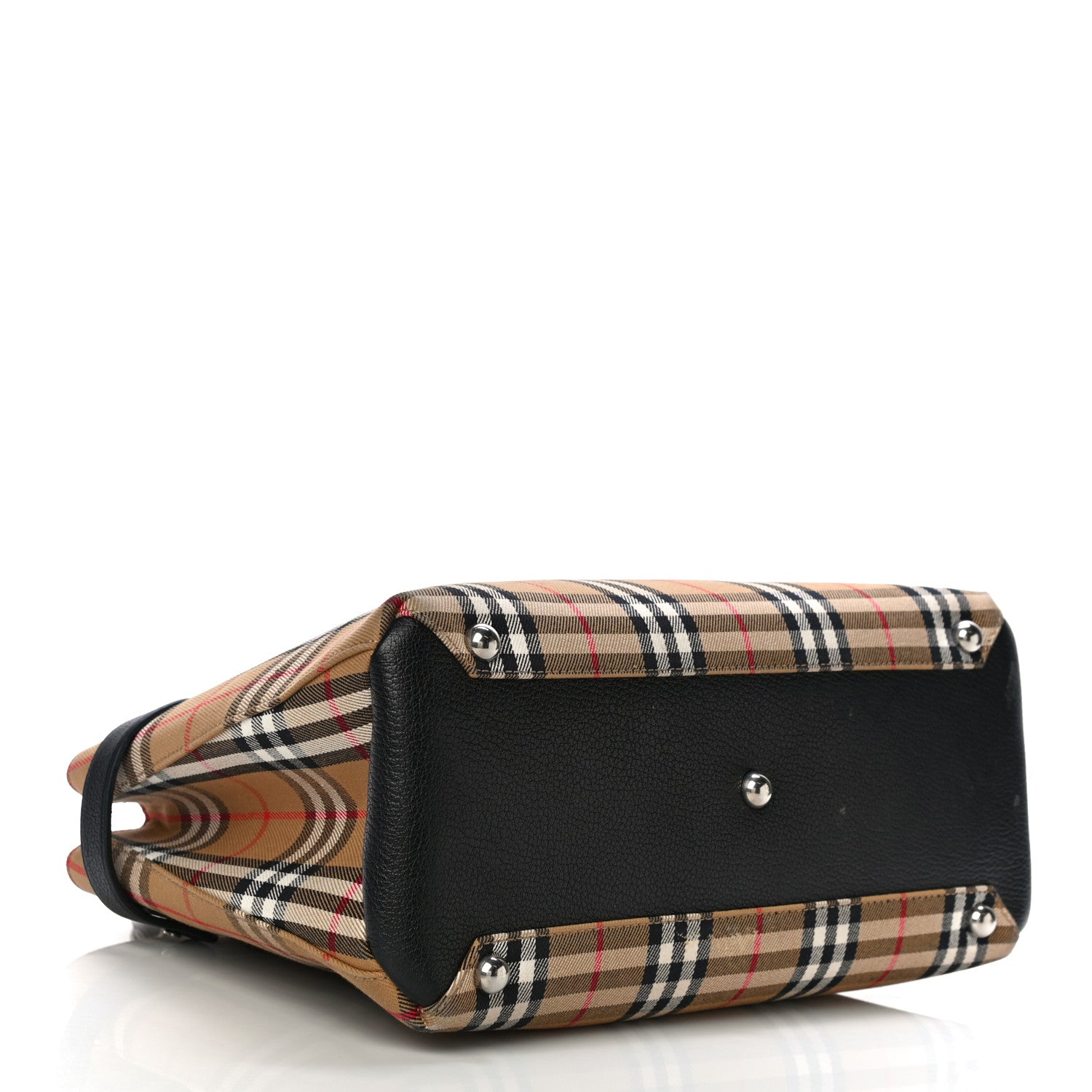 Burberry Goatskin Vintage Check Medium Banner Tote Black 4 of 14