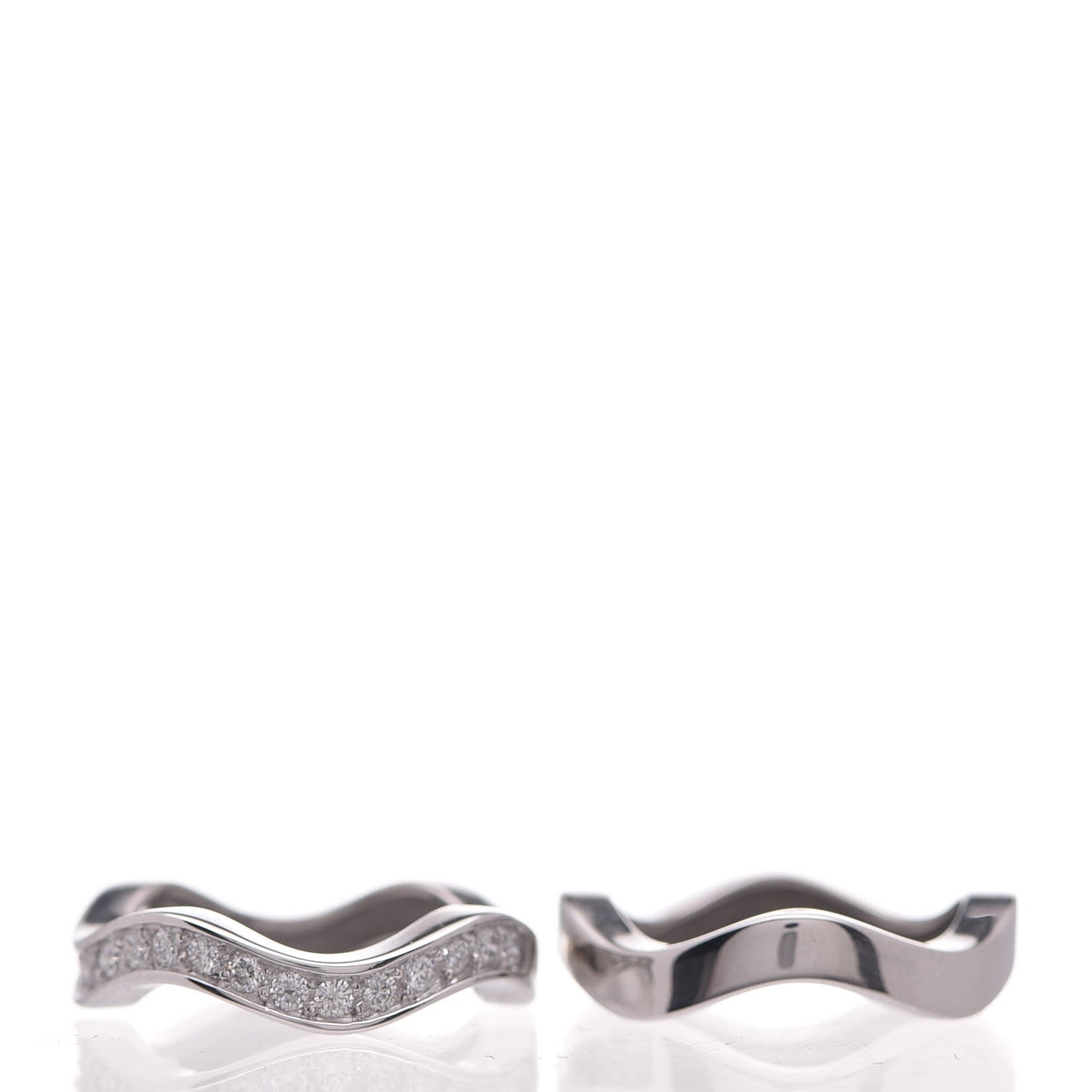 Cartier 18K White Gold Diamond 2 Neptune Band Rings 49 4.75 5 of 5