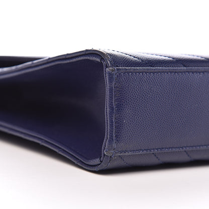 Saint Laurent Grain De Poudre Matelasse Chevron Large Monogram Satchel Blue 13 of 16