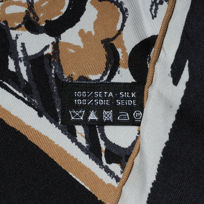 Chanel Silk Paris Scarf Black Beige 5 of 5