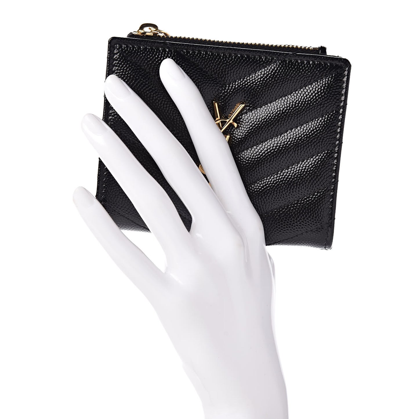 Grain De Poudre Matelasse Chevron Monogram Zipped Card Case Black