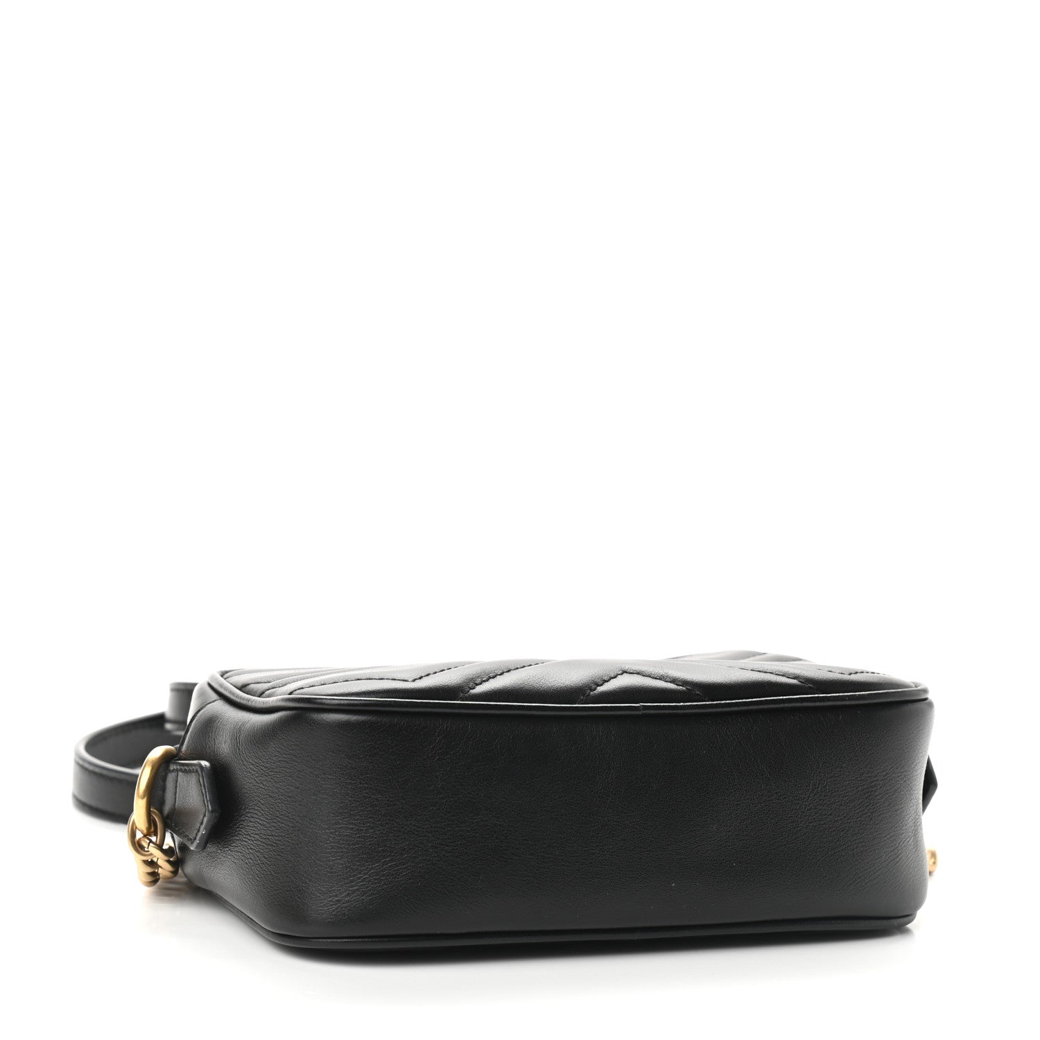 Gucci Calfskin Matelasse Mini GG Marmont Chain Shoulder Bag Black 4 of 11