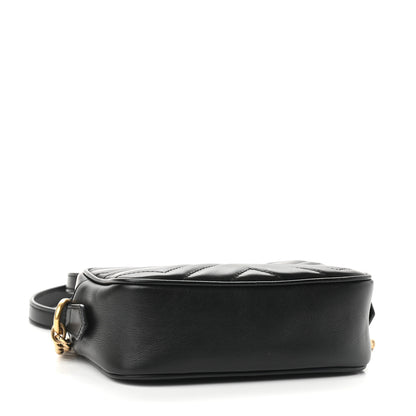 Gucci Calfskin Matelasse Mini GG Marmont Chain Shoulder Bag Black 4 of 11