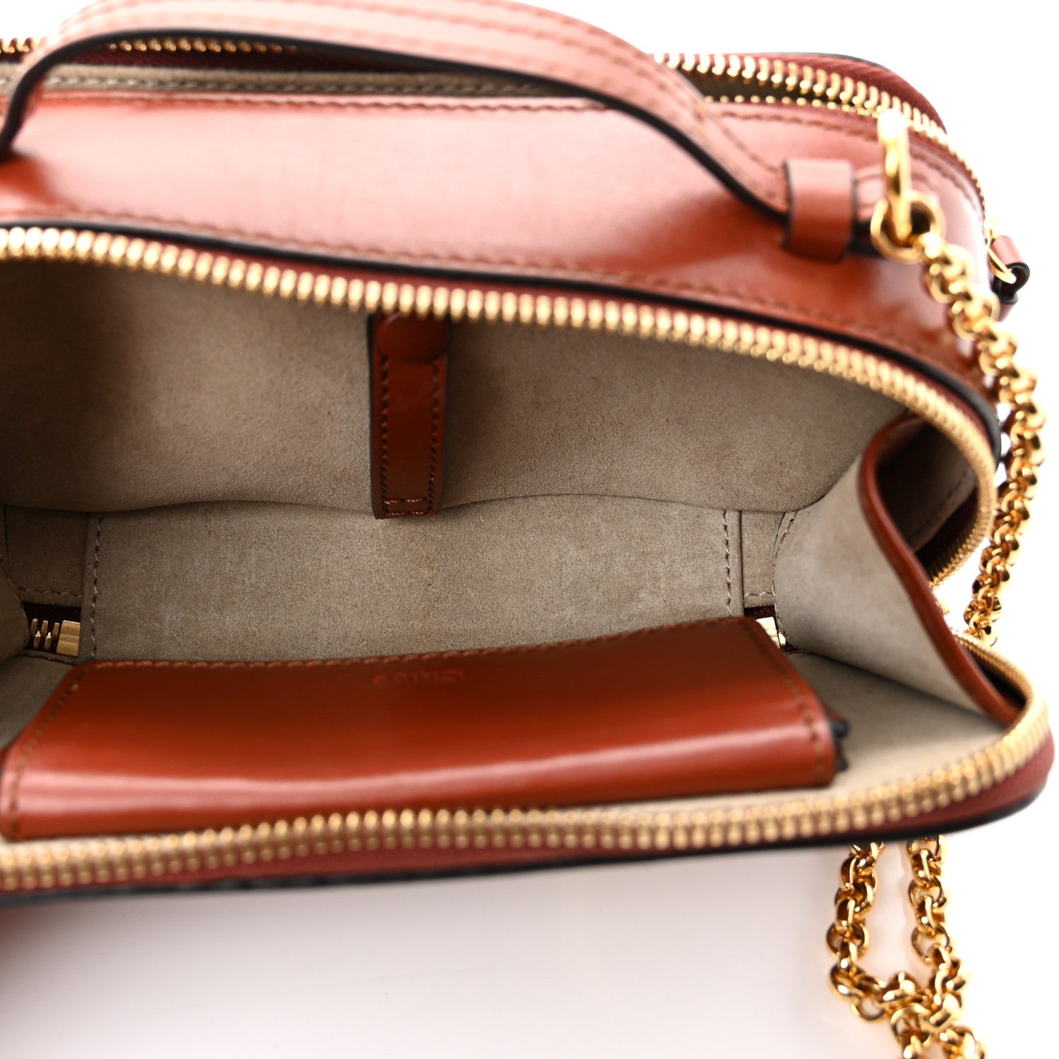 Chloe Shiny Calfskin Mini Vanity C Bag Sepia Brown 5 of 11