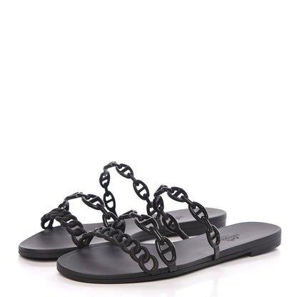 Hermes Rubber Chaine d'Ancre Rivage Sandals 37 Black 3 of 8