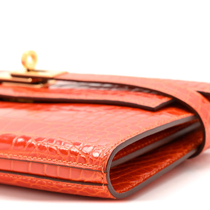 Hermes Shiny Alligator Kelly Longue Wallet Orange 10 of 11