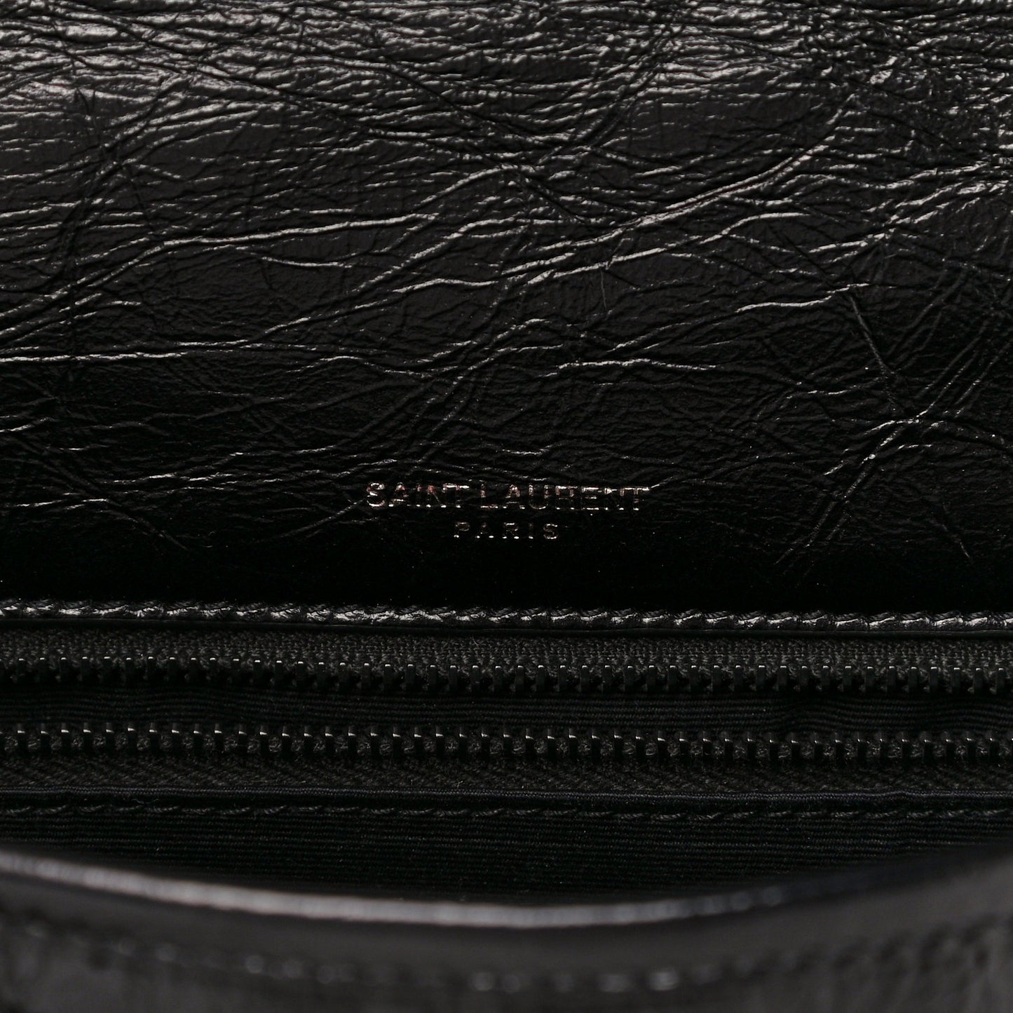 Crinkled Calfskin Matelasse Monogram Medium Niki Chain Satchel Black