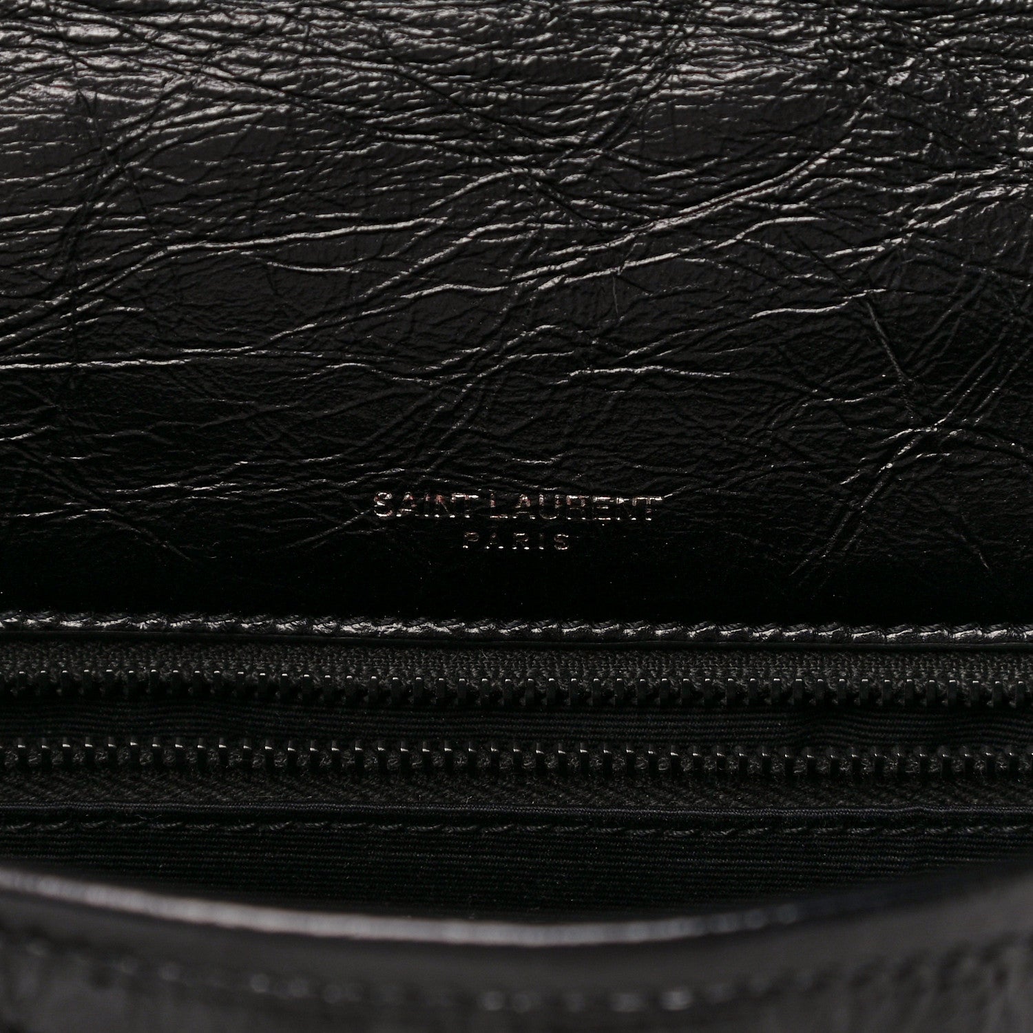 Saint Laurent Crinkled Calfskin Matelasse Monogram Medium Niki Chain Satchel Black 6 of 13