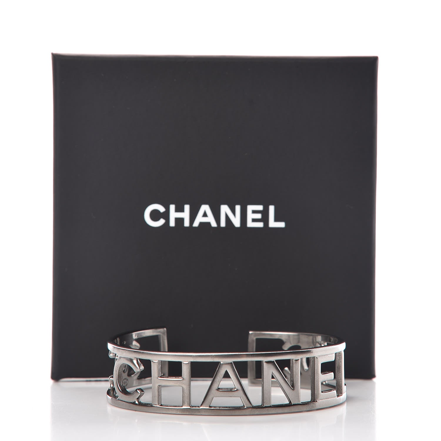 Chanel Metal Logo Cuff Silver 5 of 5
