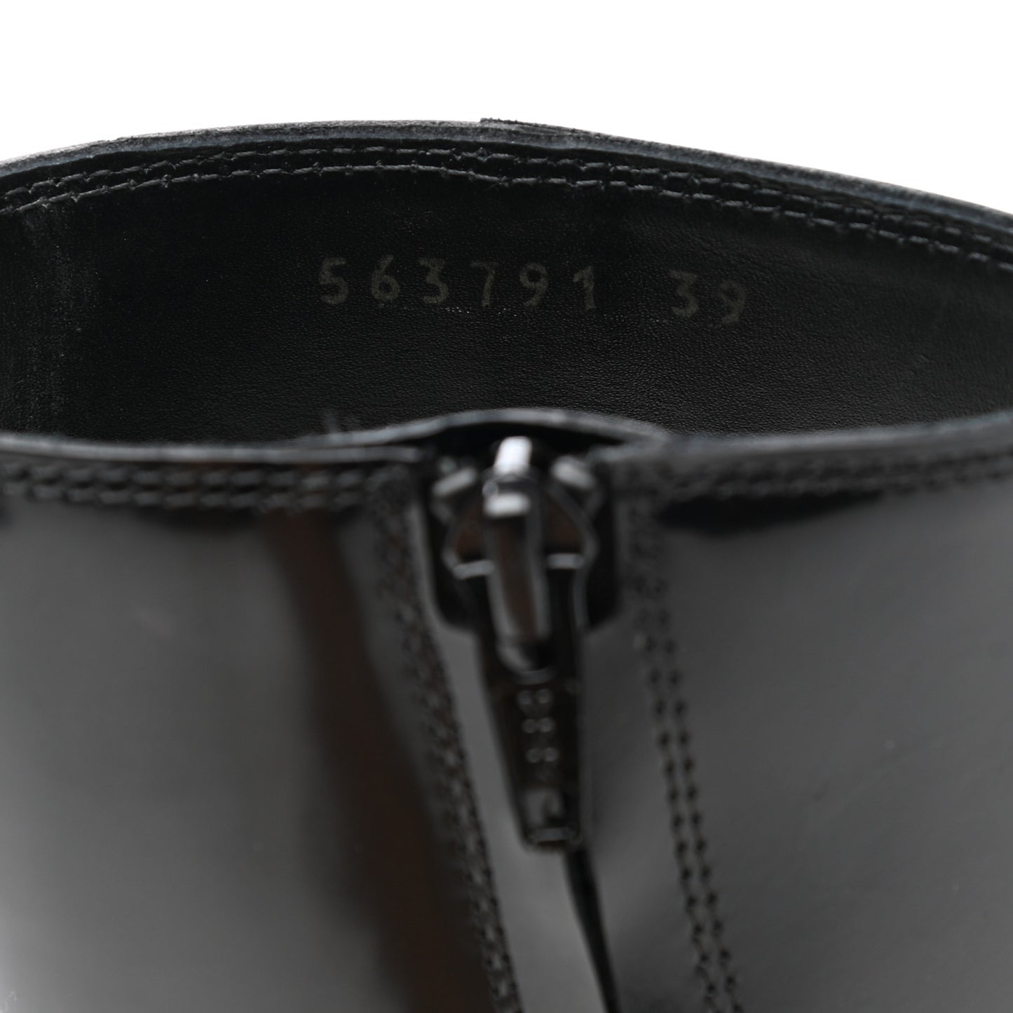 Polished Calfskin Rim Boots 39 Black