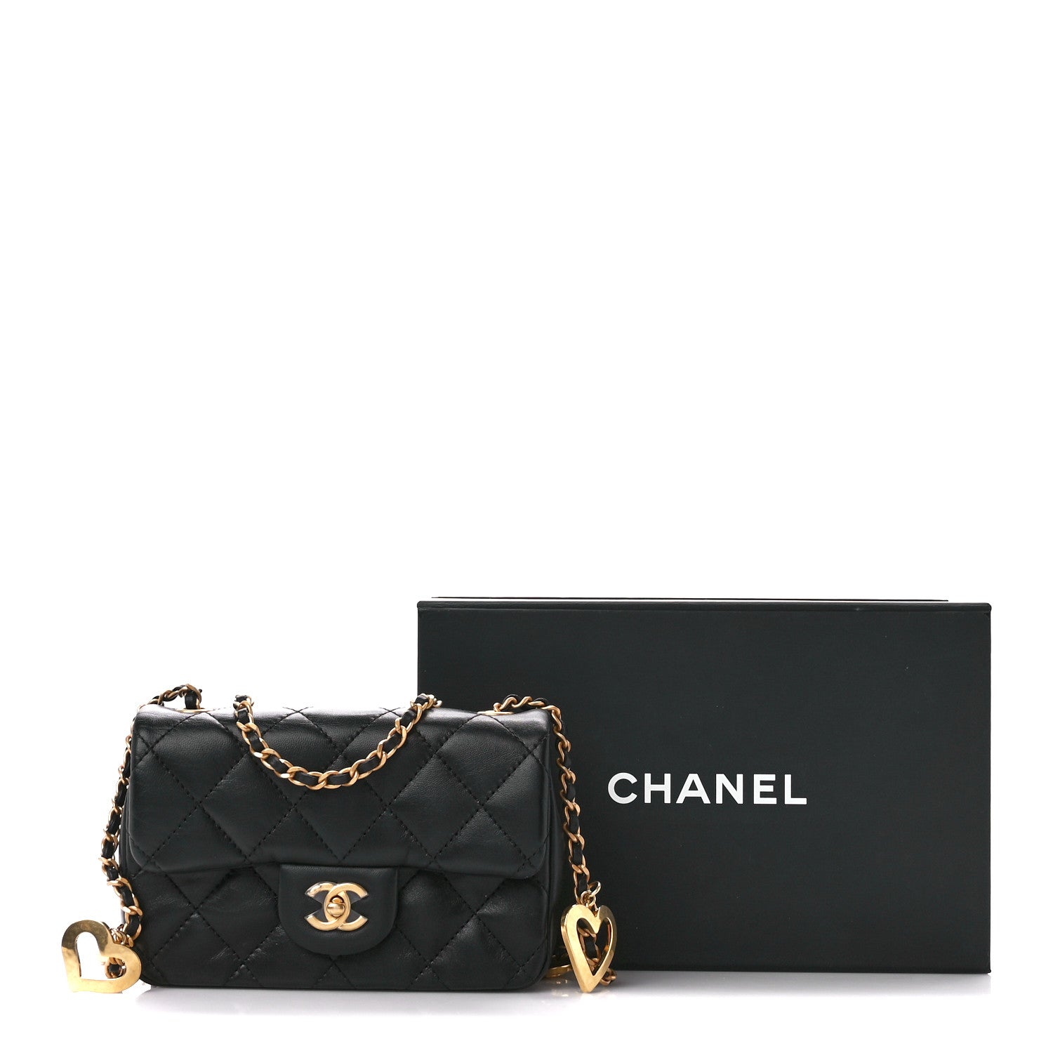Chanel Lambskin Quilted Mini Heart Charms Flap Black 12 of 12