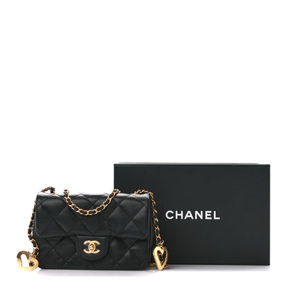 Chanel Lambskin Quilted Mini Heart Charms Flap Black 12 of 12