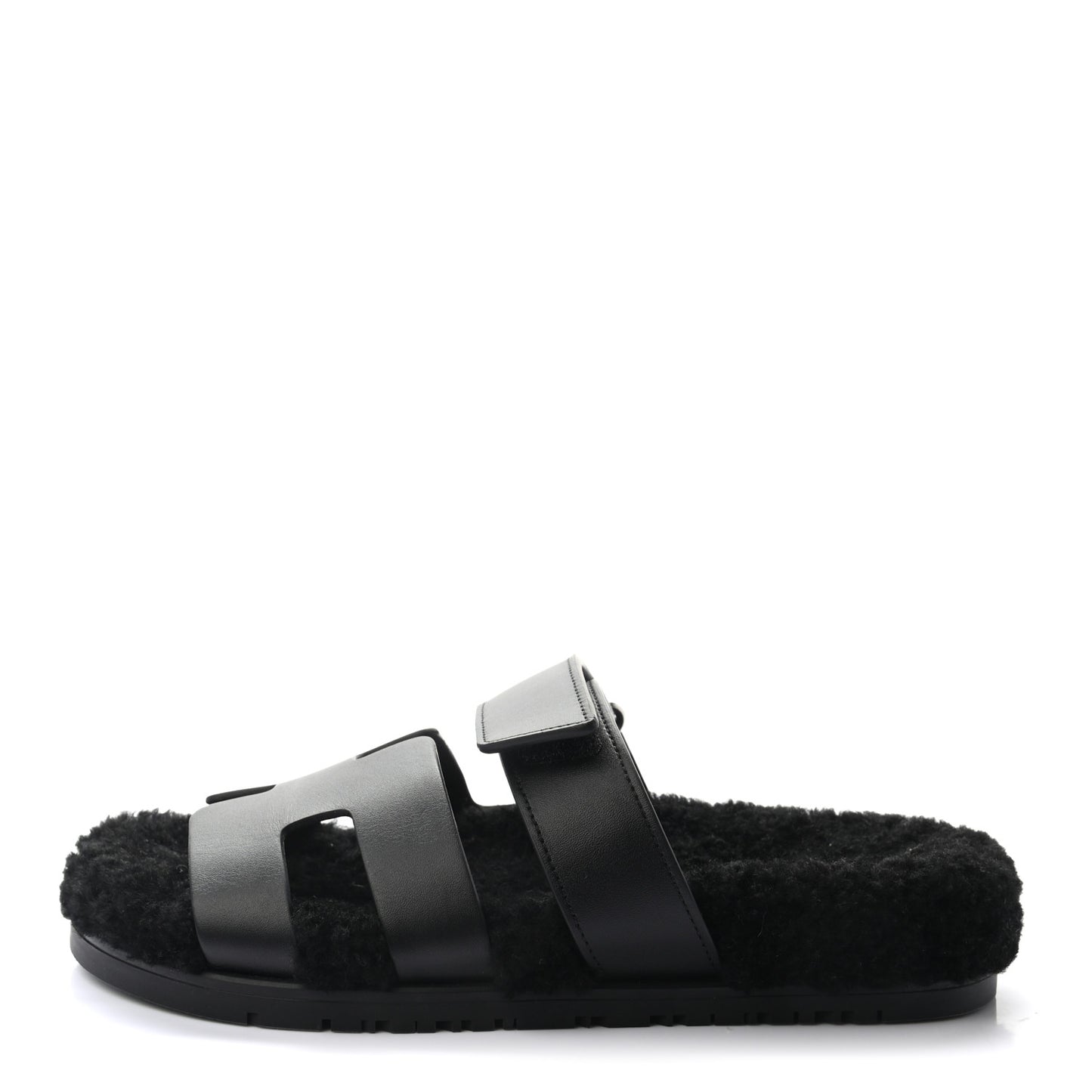 Calfskin Woolskin Womens Chypre Sandals 37 Black