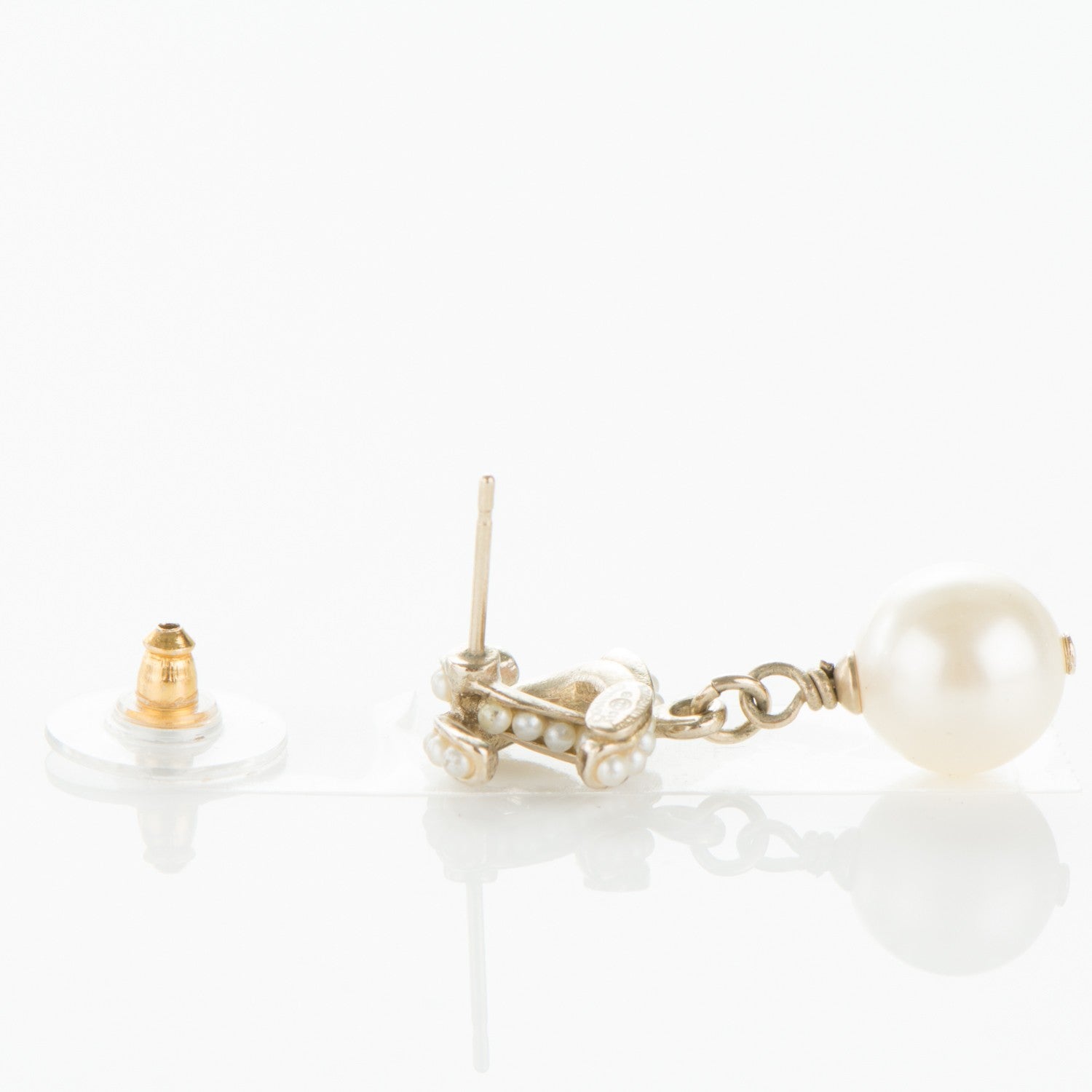 Chanel Pearl CC Drop Earrings Gold 3 of 5