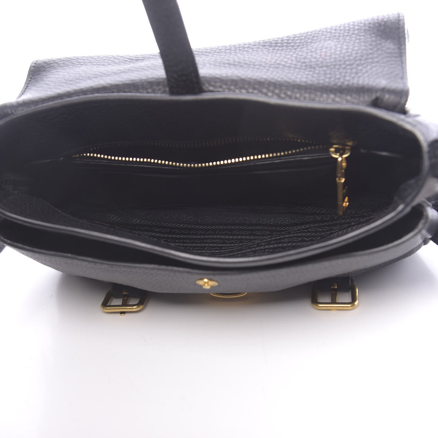 Vitello Daino Push Lock Messenger Bag Black