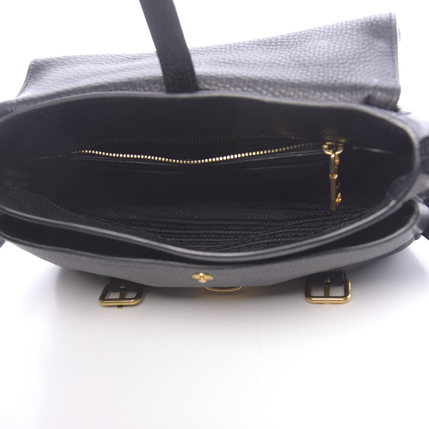 Prada Vitello Daino Push Lock Messenger Bag Black 5 of 10