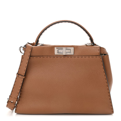 Fendi Cuoio Romano Selleria Bi-Color Medium Peekaboo Iconic Satchel Mou Milk 1 of 10