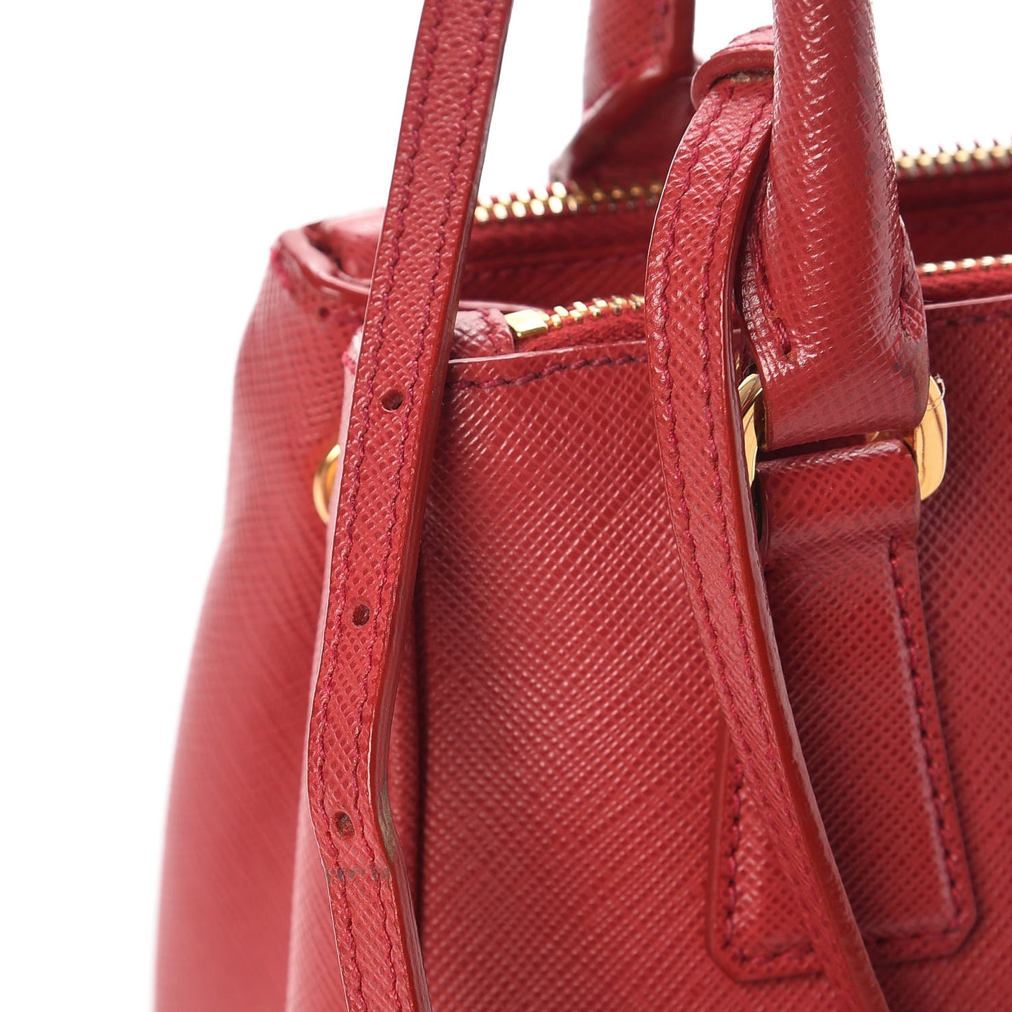 Saffiano Lux Micro Galleria Double Zip Tote Fuoco