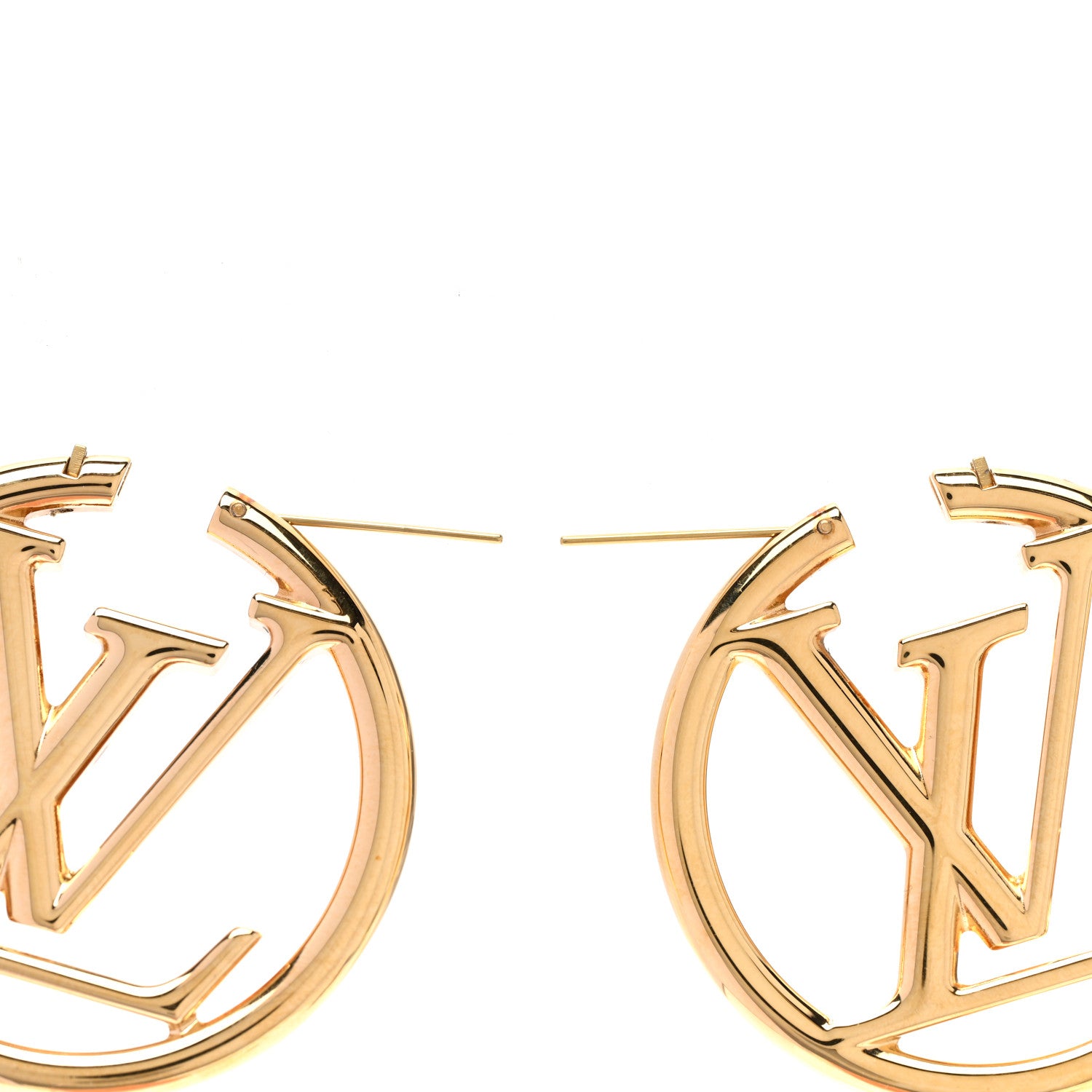 Louis Vuitton Metal Louise Hoop Earrings Gold 3 of 5