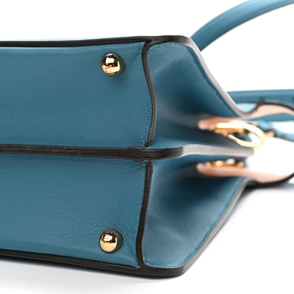 Fendi Vitello Seta Shiny Nappa Medium Peekaboo I SEE U Satchel Blue Velvet Light Rose 10 of 11