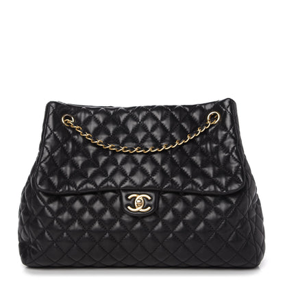Chanel Lambskin Quilted Large Fluffy CC Shopping Tote Black 1 of 10