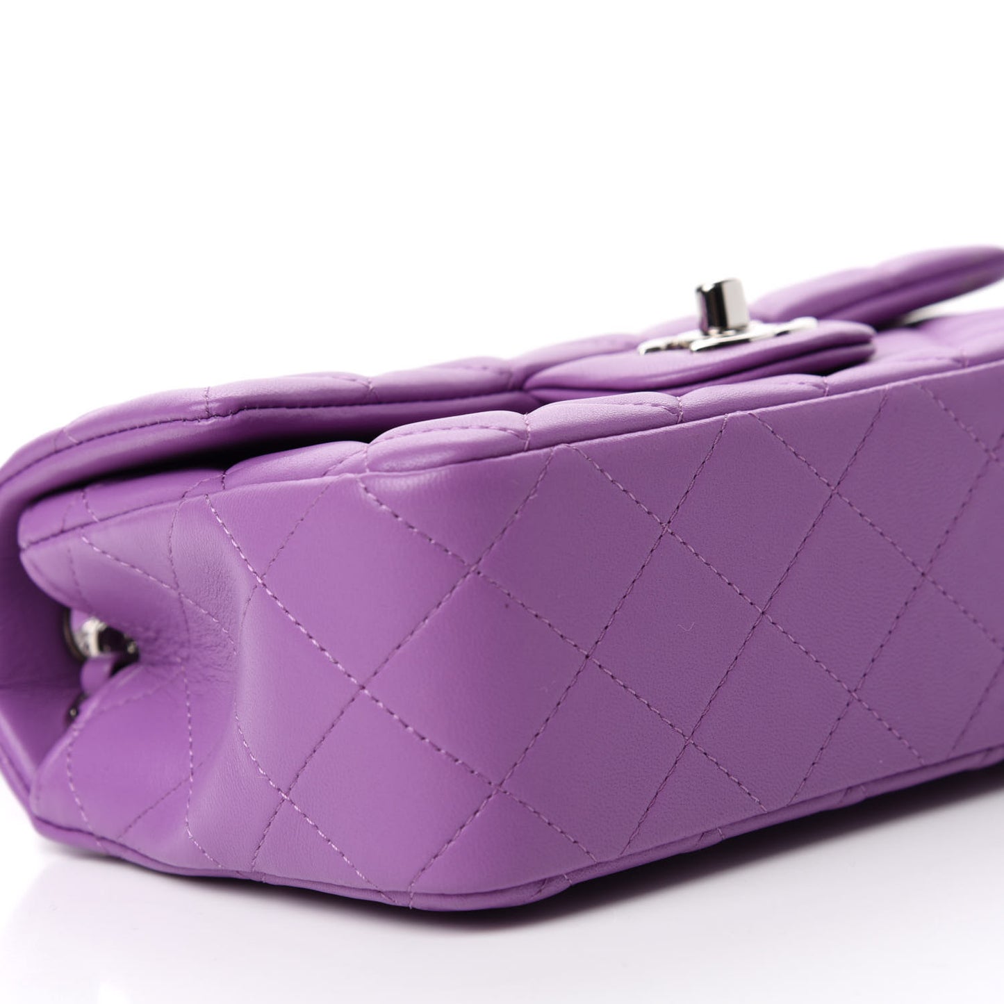 Lambskin Quilted Mini Rectangular Flap Purple