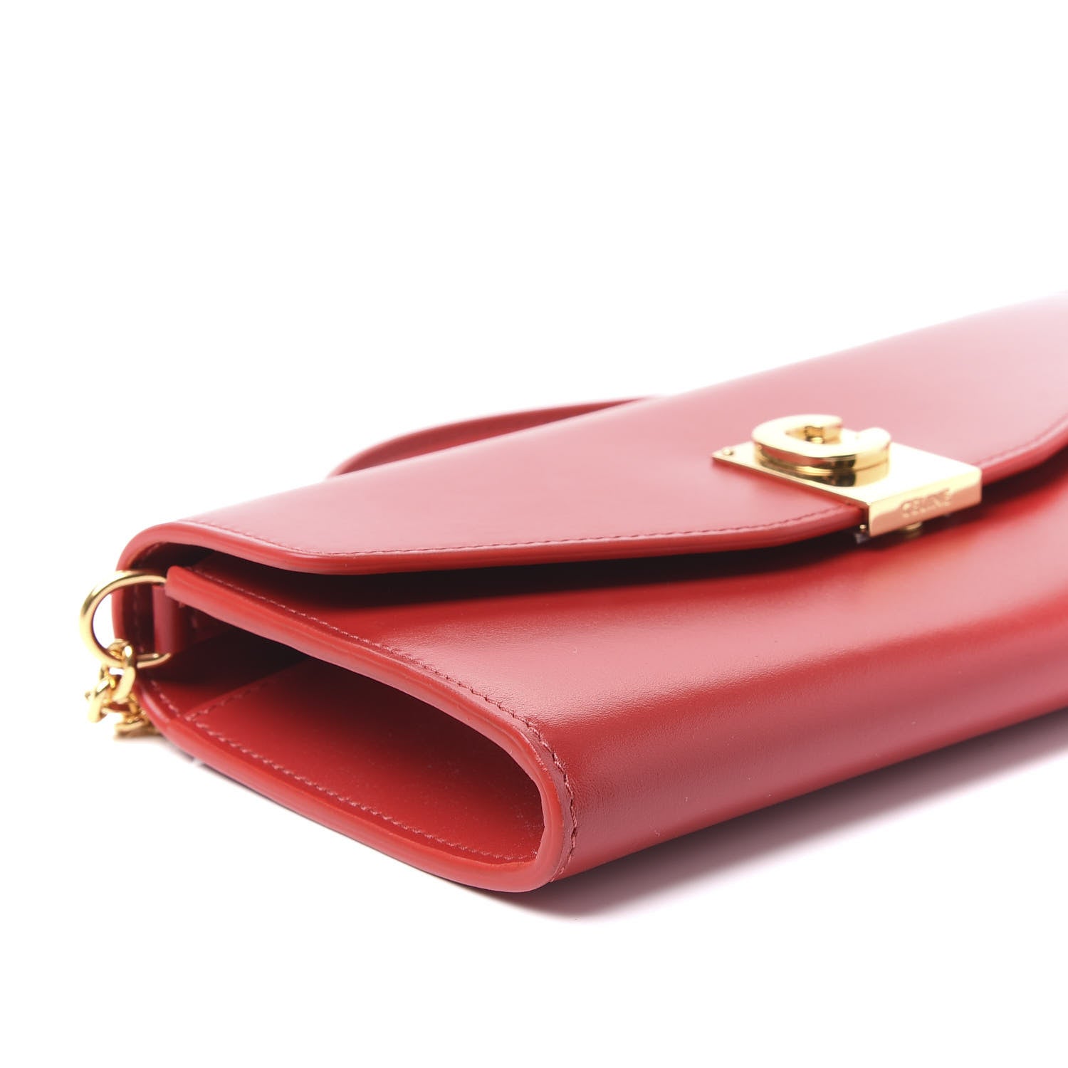 Celine Shiny Smooth Calfskin C Wallet On Chain Bag Red 5 of 11