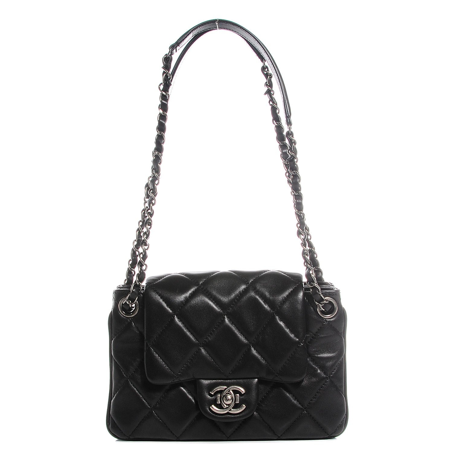 Chanel Lambskin Quilted Medium 3 Accordion Flap Black 1 of 9