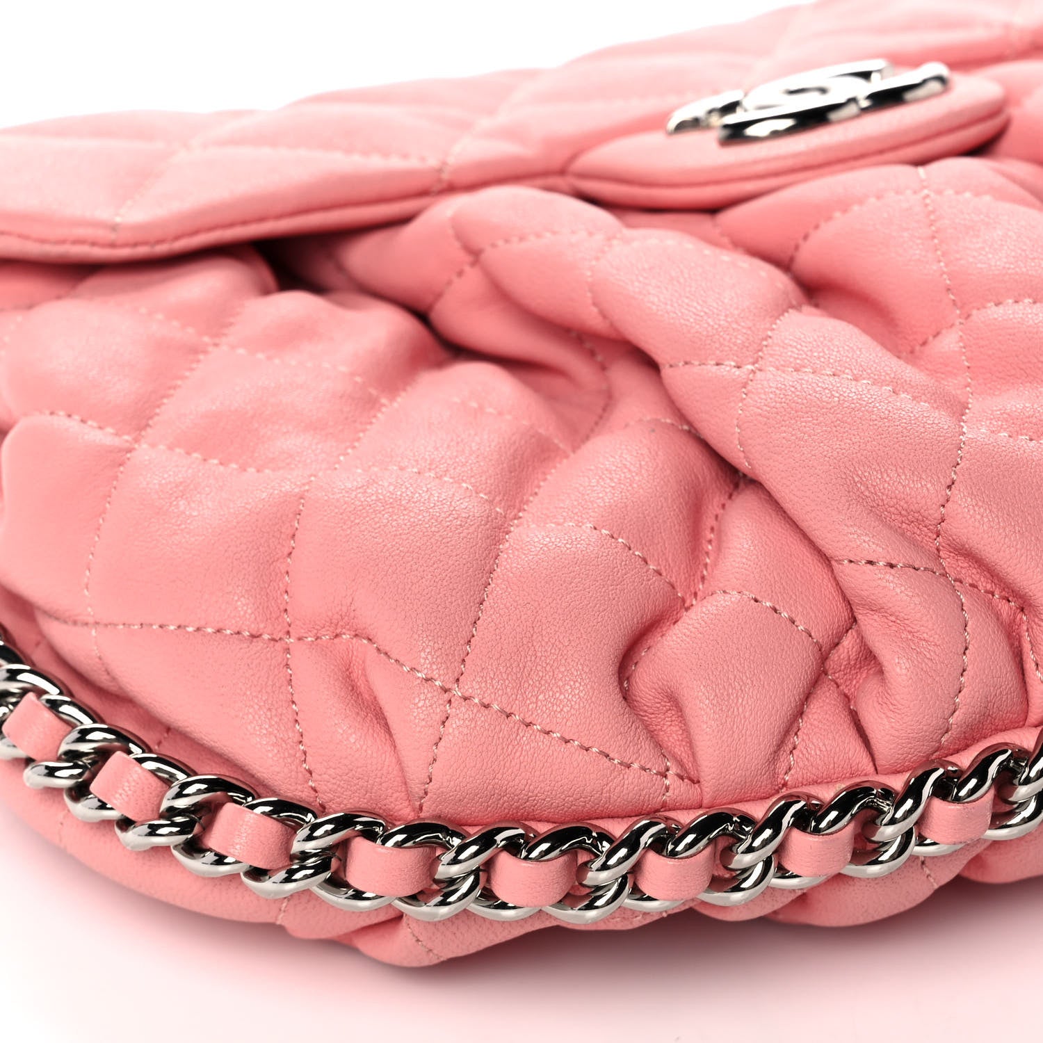 Chanel Washed Lambskin Quilted Medium Chain Around Messenger Pink Pink 9 of 10