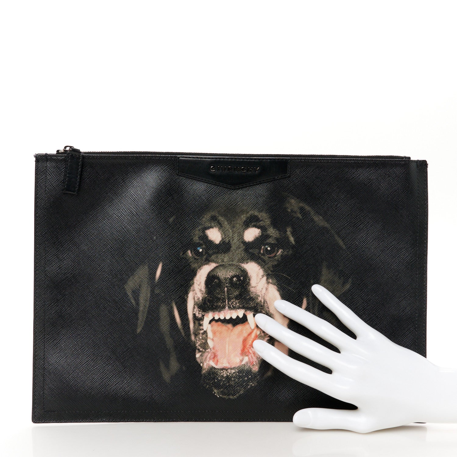 Givenchy Texutured Coated Canvas Rottweiler Print Medium Cosmetic Pouch Black 2 of 10