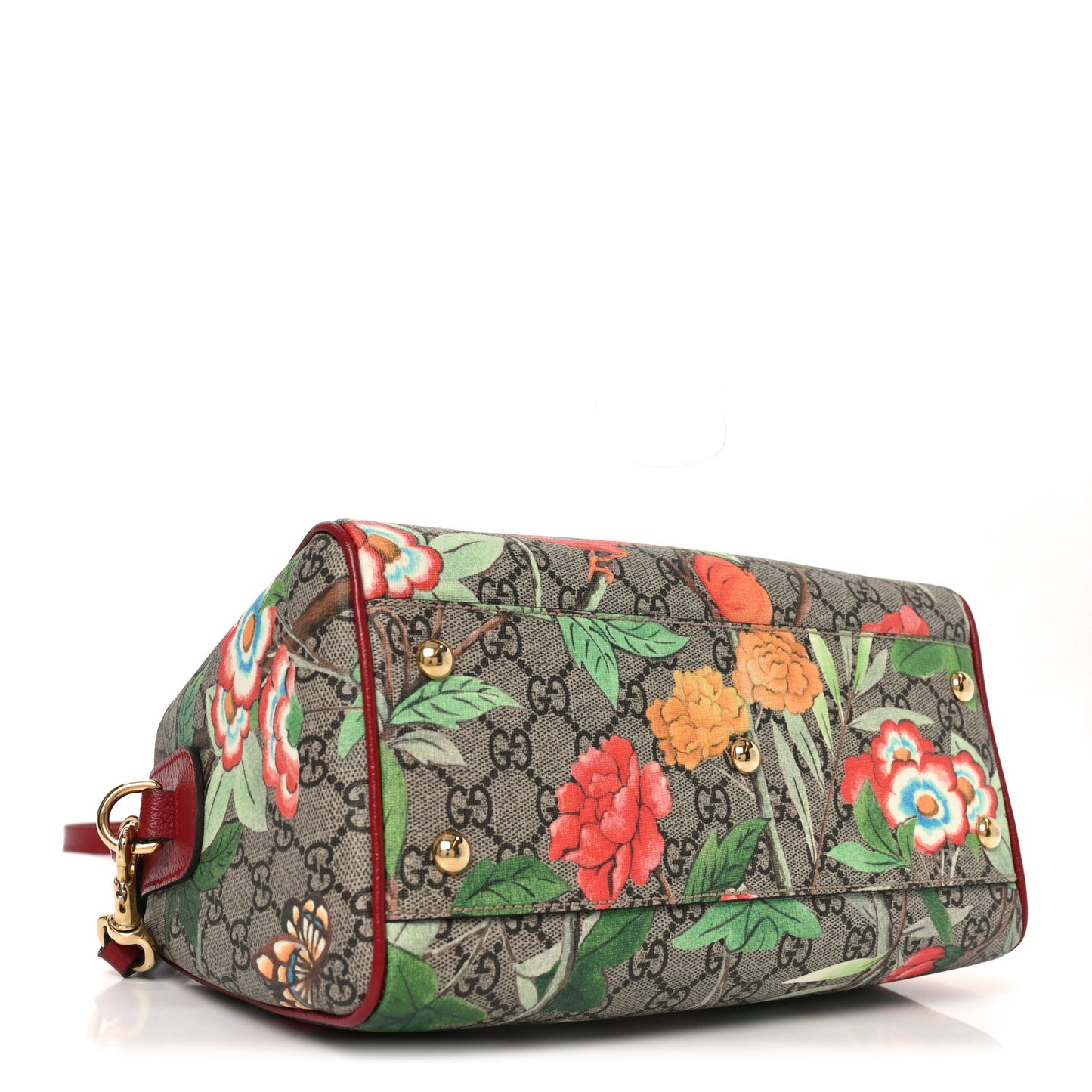 GG Supreme Monogram Tian Small Boston Beige Multicolor Red