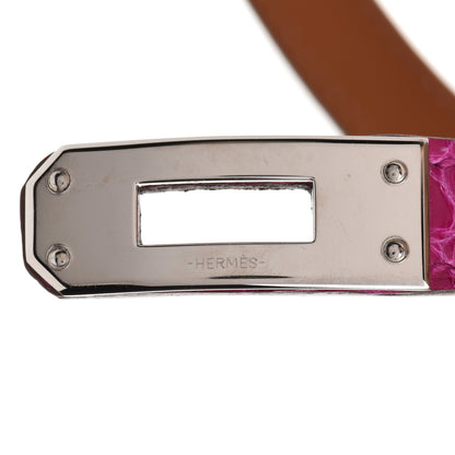 Hermes Shiny Alligator Kelly Double Tour Bracelet S Rose Scheherazade 4 of 8