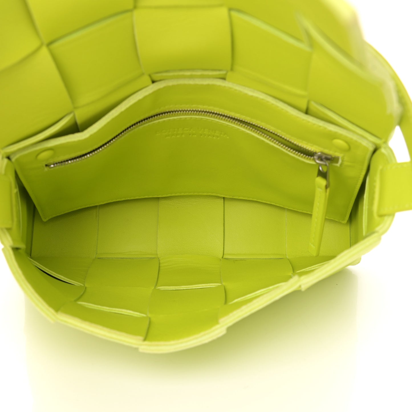 Lambskin Maxi Intrecciato Cassette Crossbody Bag Acid Kiwi