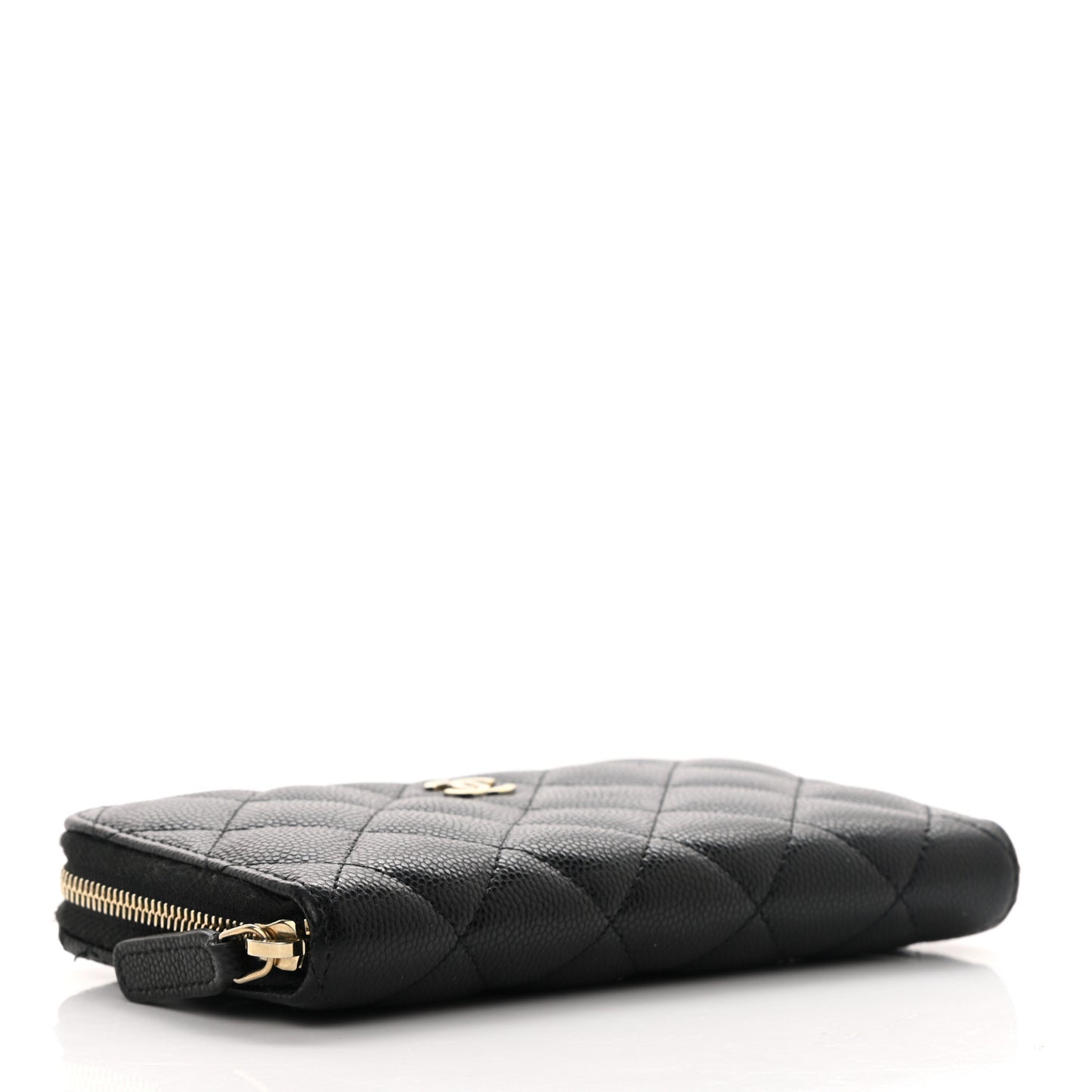 Caviar Quilted Medium Zip Around Wallet Black