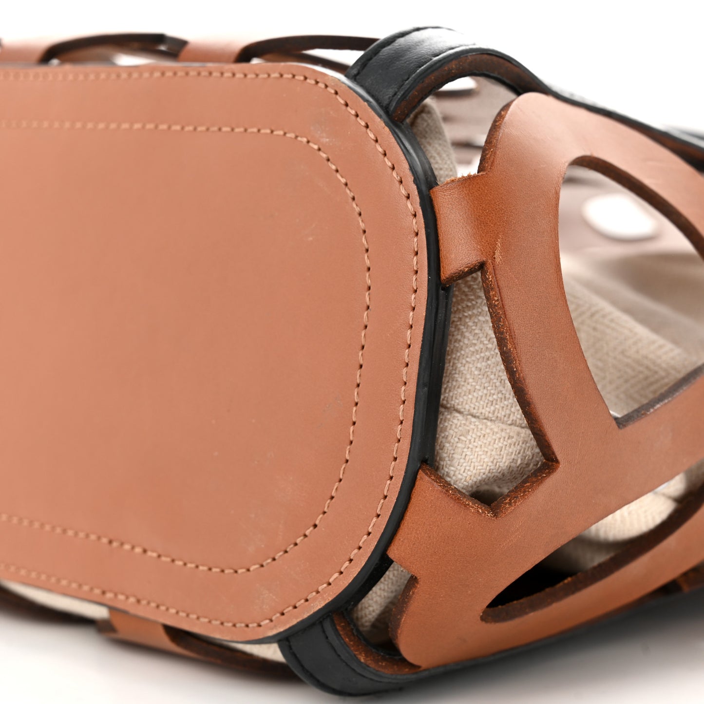 Smooth Calfskin Small Anagram Cutout Tote Tan
