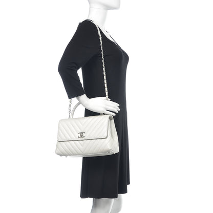 Chanel Iridescent Caviar Chevron Quilted Small Coco Handle Flap White 2 of 17