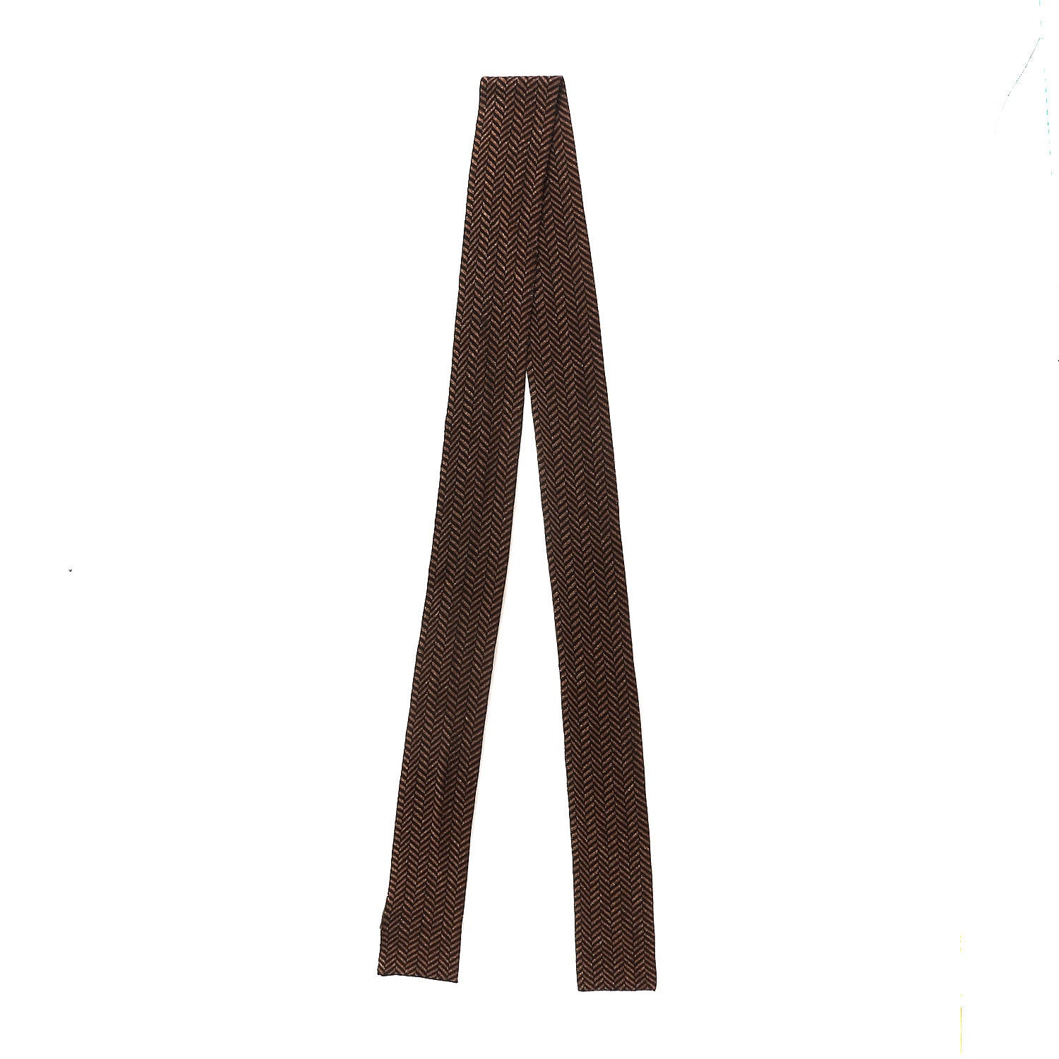 Gucci Viscose Polyester Lurex Chevron Skinny Scarf Black Bronze 4 of 4