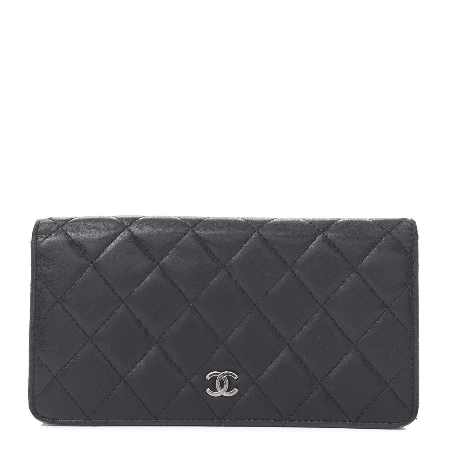 Lambskin Quilted Yen Wallet Black