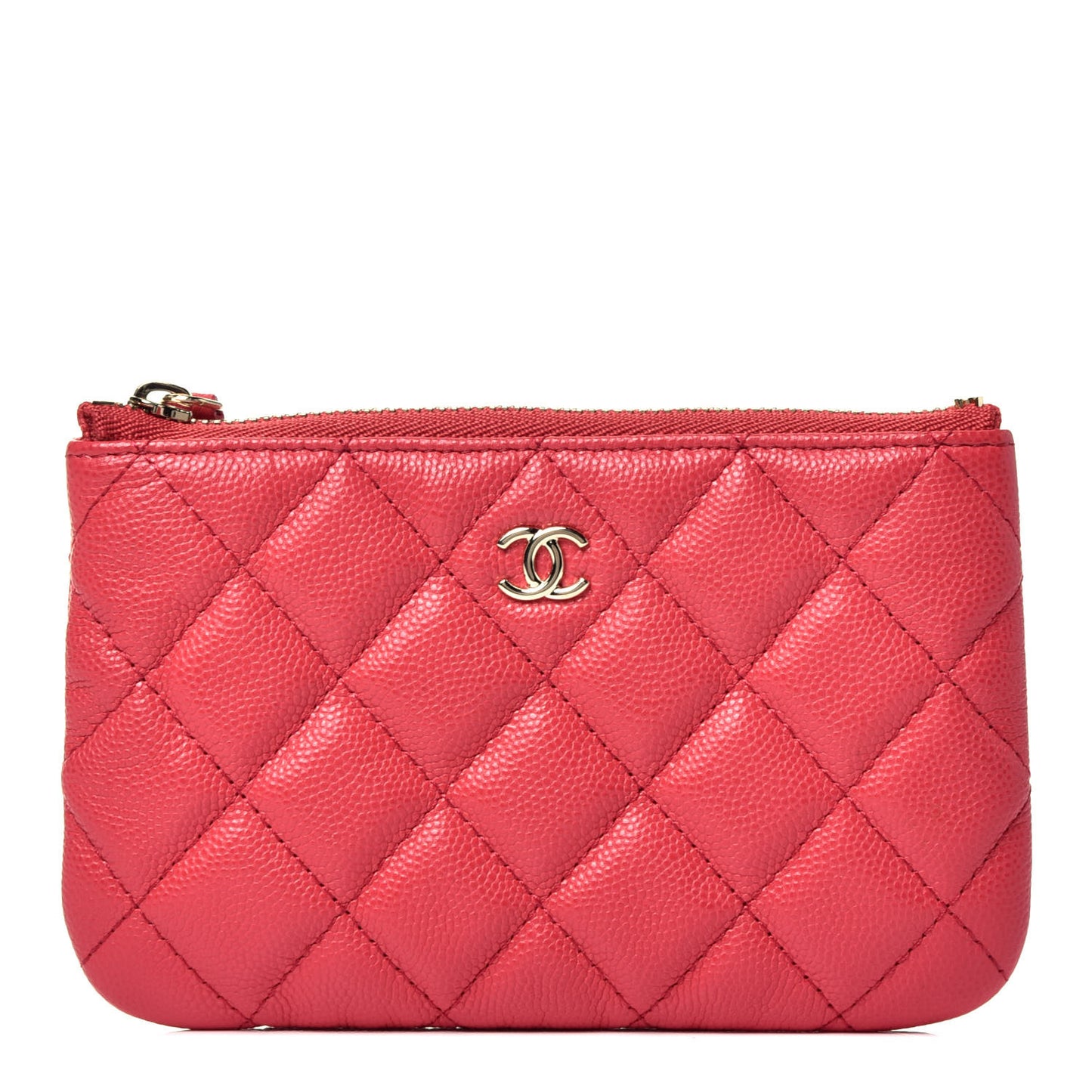 Caviar Quilted Small Cosmetic Case Dark Pink
