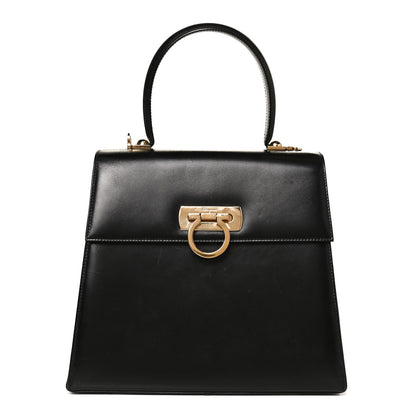 Salvatore Ferragamo Calfskin Gancini 2-Way Top Handle Bag Black 1 of 11