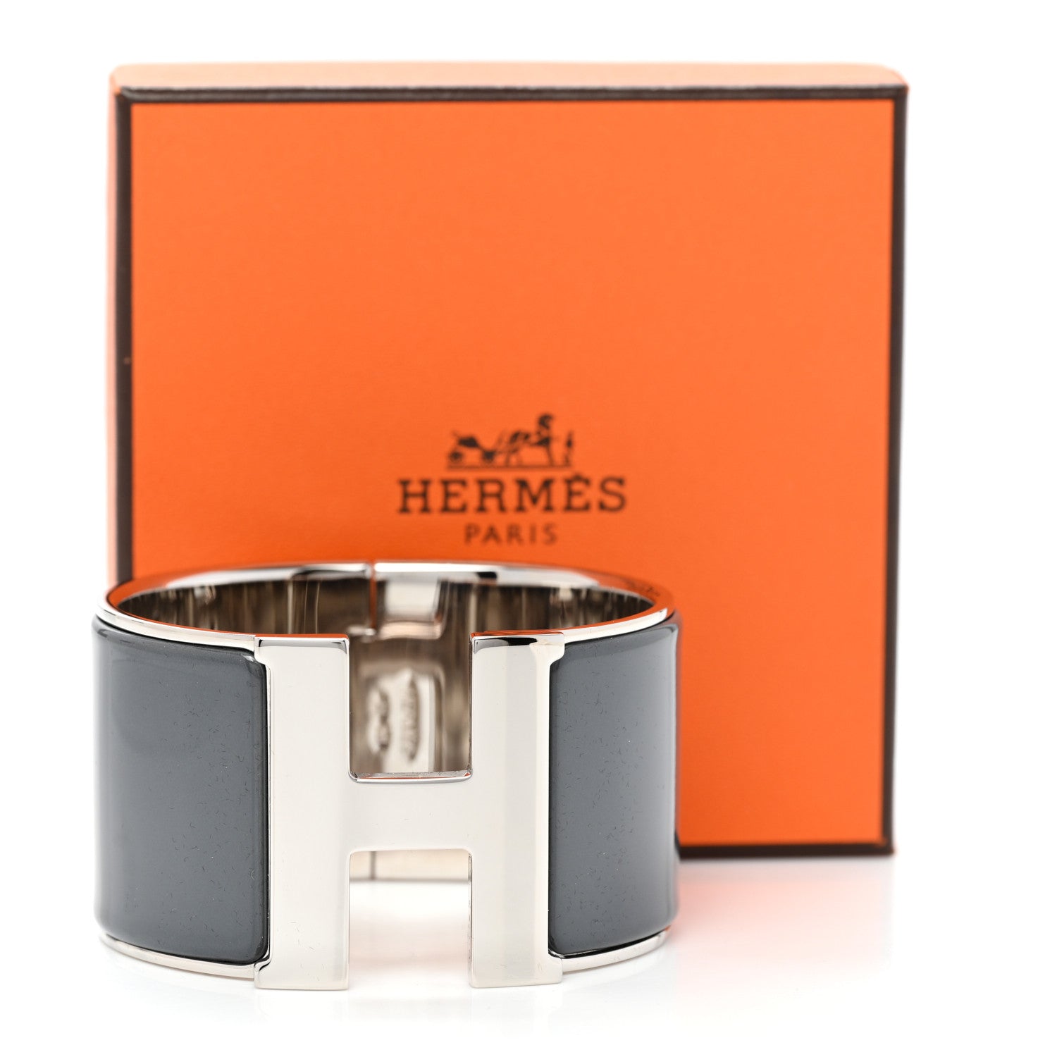 Hermes Enamel Extra Wide Clic Clac H Bracelet PM Gris Macadam 5 of 5